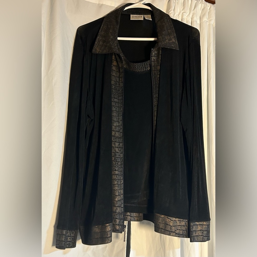 Chico's Black and Gold Jacket and Tank